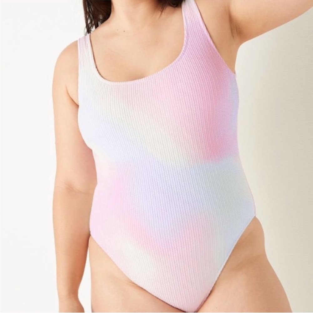 NWT Victoria’s Secret Pink Crinkle Pastel One Piece Swimsuit Sz L